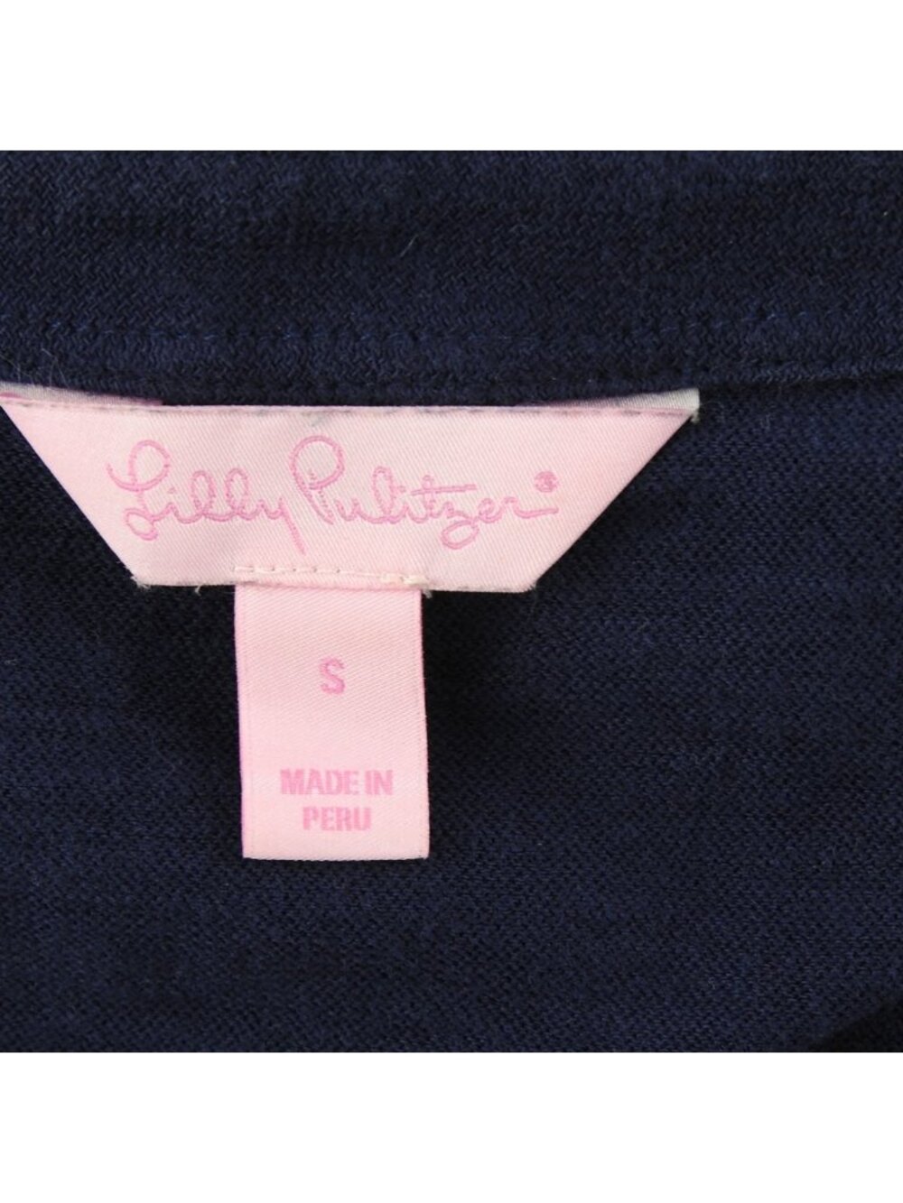Lilly Pulitzer Navy Blue Long Sleeve Top Embroidered Neckline Small - Picture 4 of 6